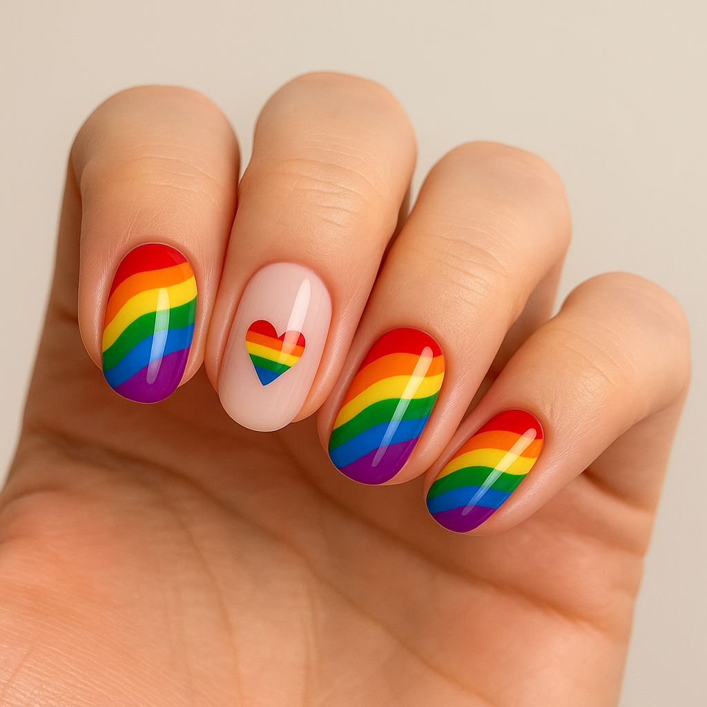 Классические радужные полоски с сердечком