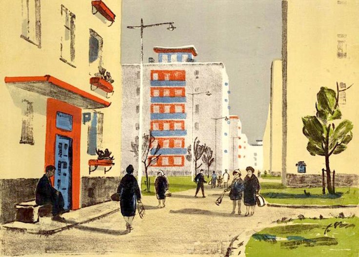 Автово после работы. Картина ленинградской художницы Милицы Чарнецкой