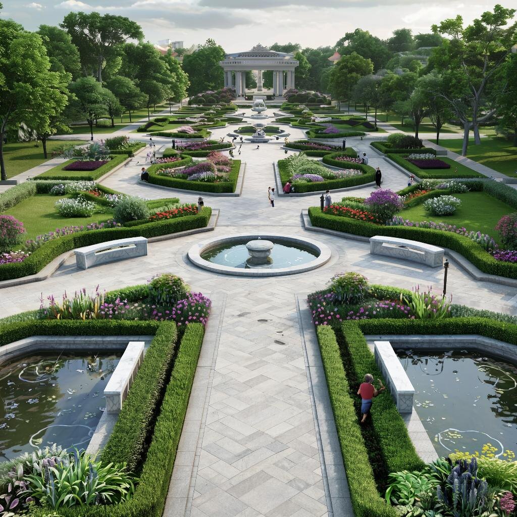 Изображение нейросети Kandinsky. Промт: ""Сознательный подход". Красиво организованный парк".