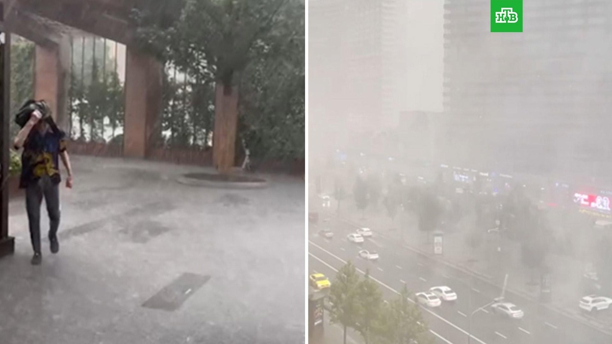    Мощная гроза с ливнем и градом накрыла столичный регион после рекордной жары