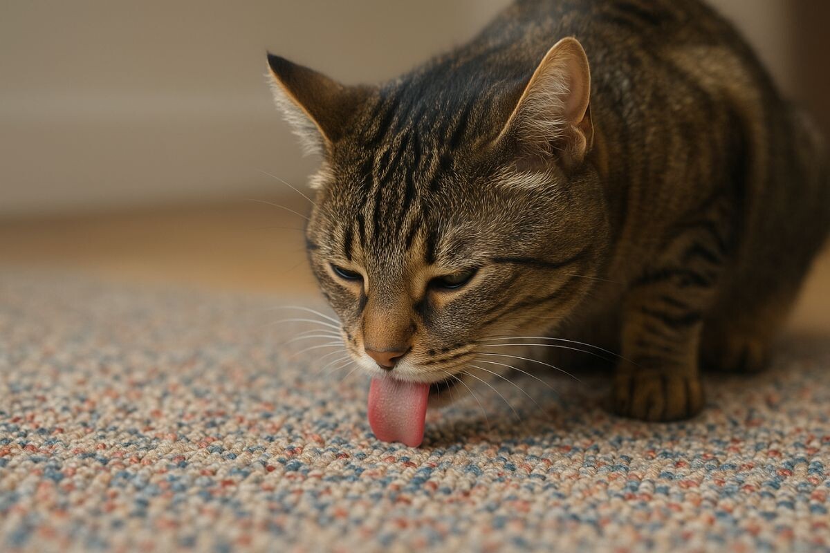 Почему кот лижет ковёр