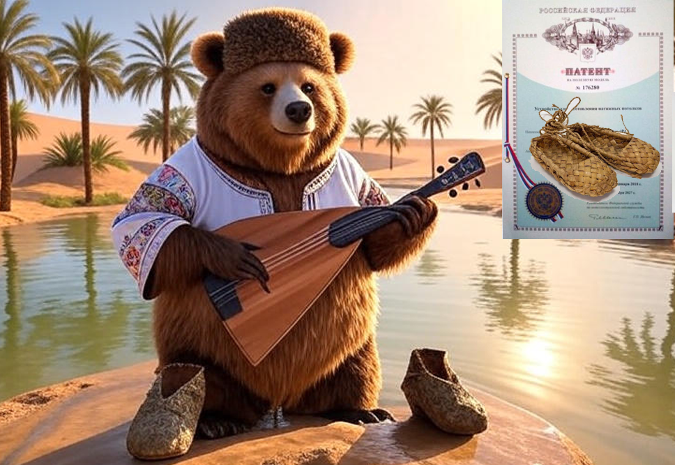 Патент на лапти, но и мы не лаптями щи хлебаем..(коллаж авт.)