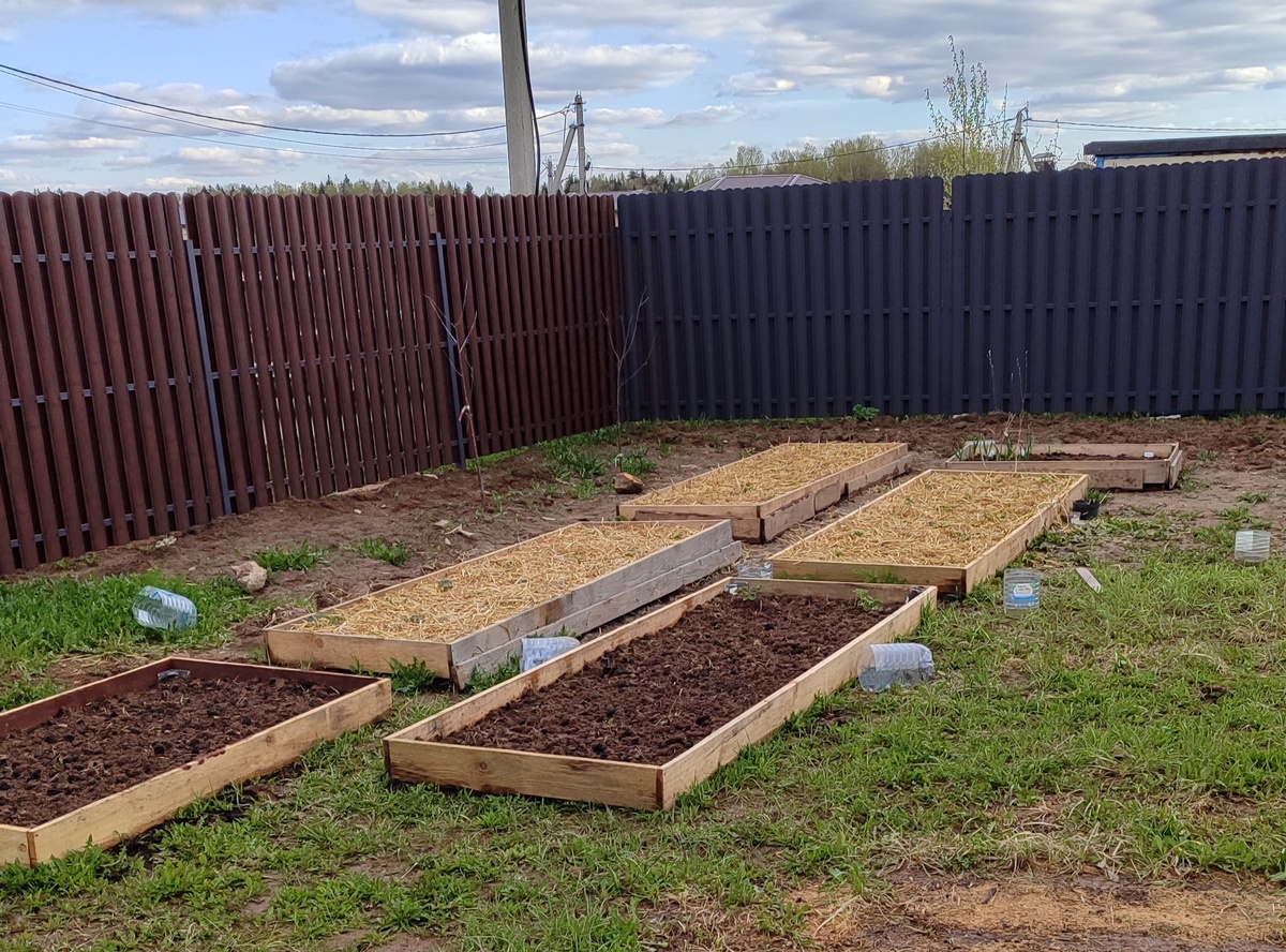 Мне очень симпатична задумка различных по цвету фасадного и бокового забора 