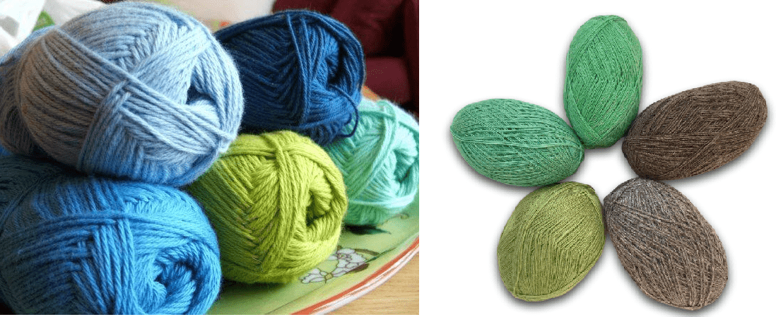 Стильно смотрится хлопковая и шерстяная пряжа неярких оттенков