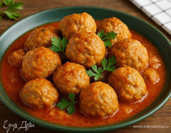 Тефтели с рисом подливкой на сковороде