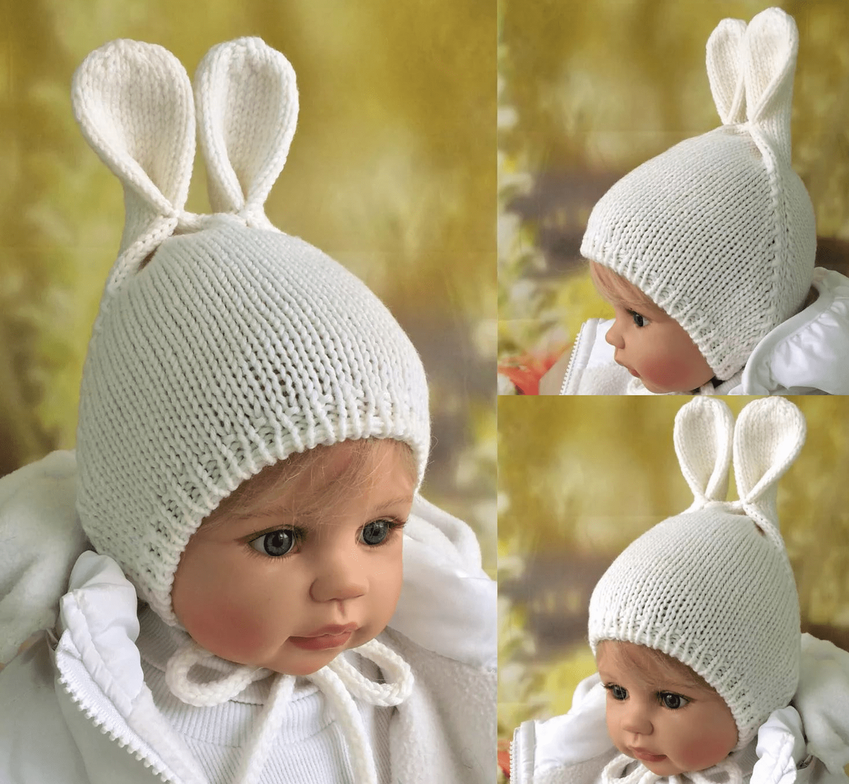 Чепчик с заячьими ушами забавно смотрится на маленьких детях