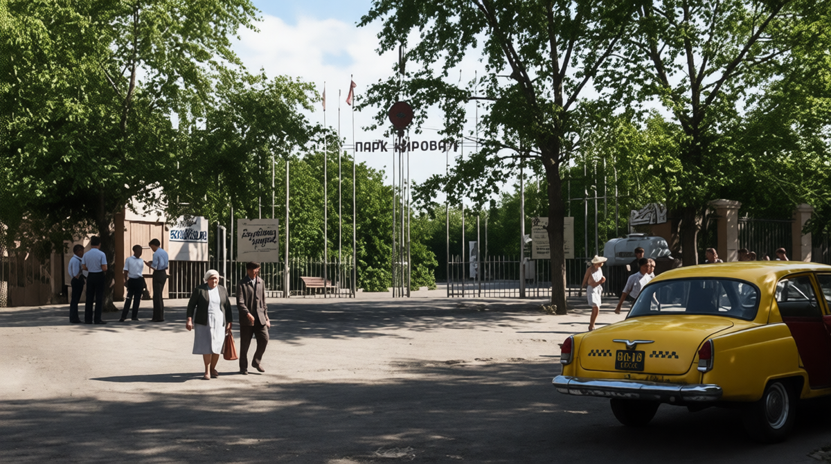 Парк культуры и отдыха им. С.М. Кирова. Новосибирск. Историческая колоризованная фотография.