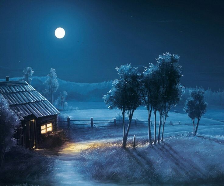 Какой уютный и приятный ночной пейзаж.