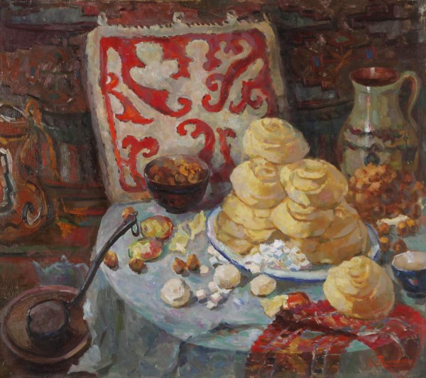 "Дастархан". Худ. Айша Галимбаева. 1959. Фото: https://rusmuseumvrm.ru 