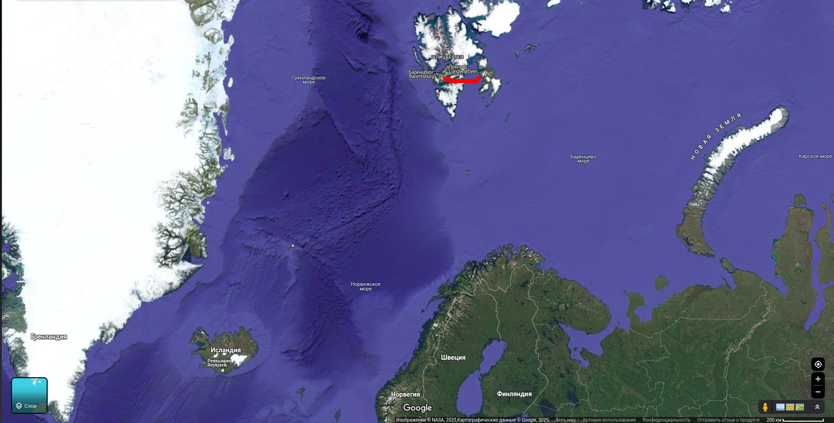 Лонгйир на карте Гугл