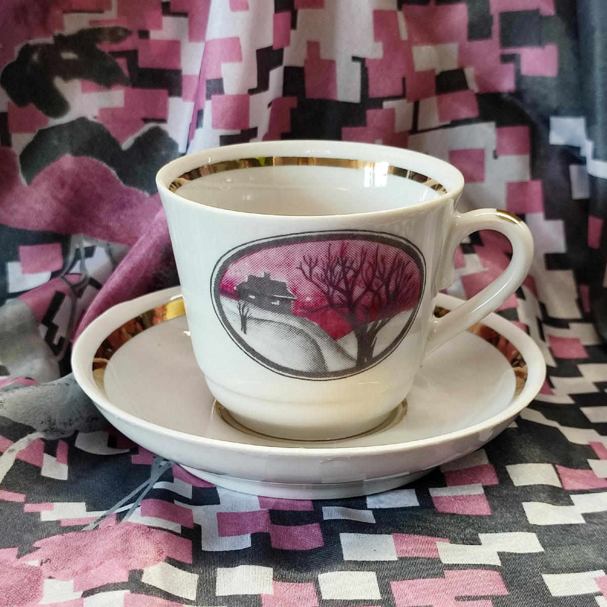 Кофейная пара из сервиза "Русская зима", Городница, 70-80 гг, цена 50 руб.