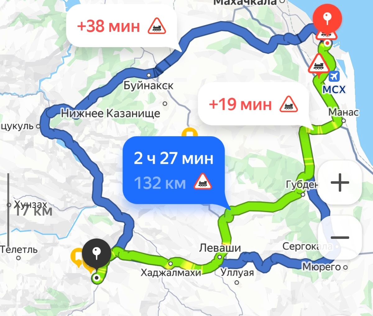 Мы ехали именно таким маршрутом 