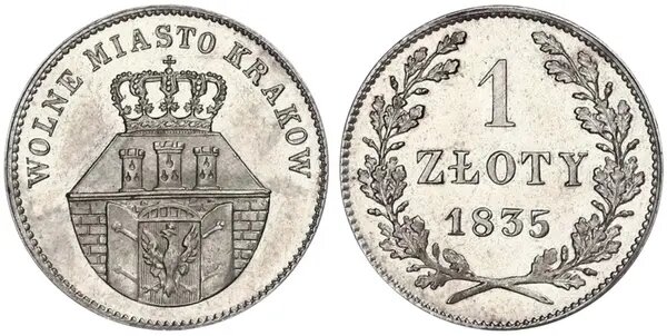 «Вольный город Краков» 1 злотый 1835 год