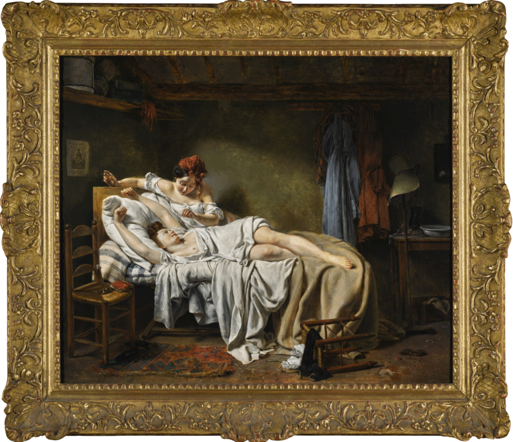 Жан-Альфонс Роэн «Пробуждение». Холст, масло. Аукцион: Christie’s, Лондон, 6 марта 1939 года, лот 11, Christie’s, Лондон, 8 июля 2011 года, лот 340.