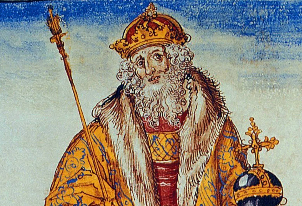 Парадных портретов нету, только чисто символический из средневеовой миниатюры