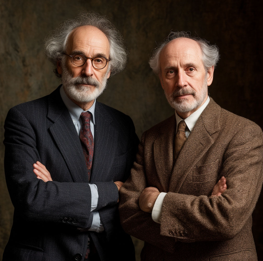 Физики Мальдасена и Сасскинд картинка с сайта shedevrum.ai