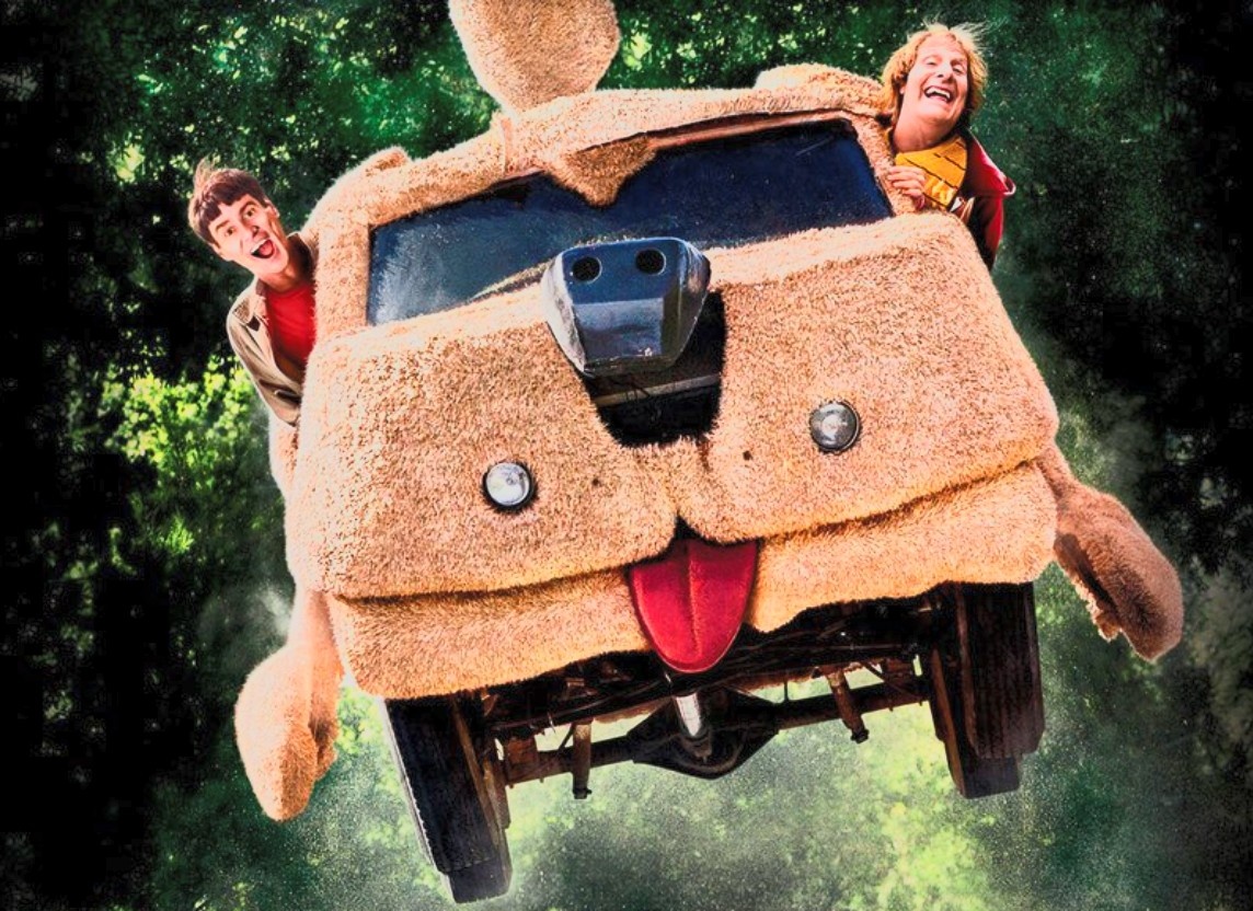 Кадр из американской кинокомедии 1994 г. «Тупой и ещё тупее» (Dumb & Dumber).