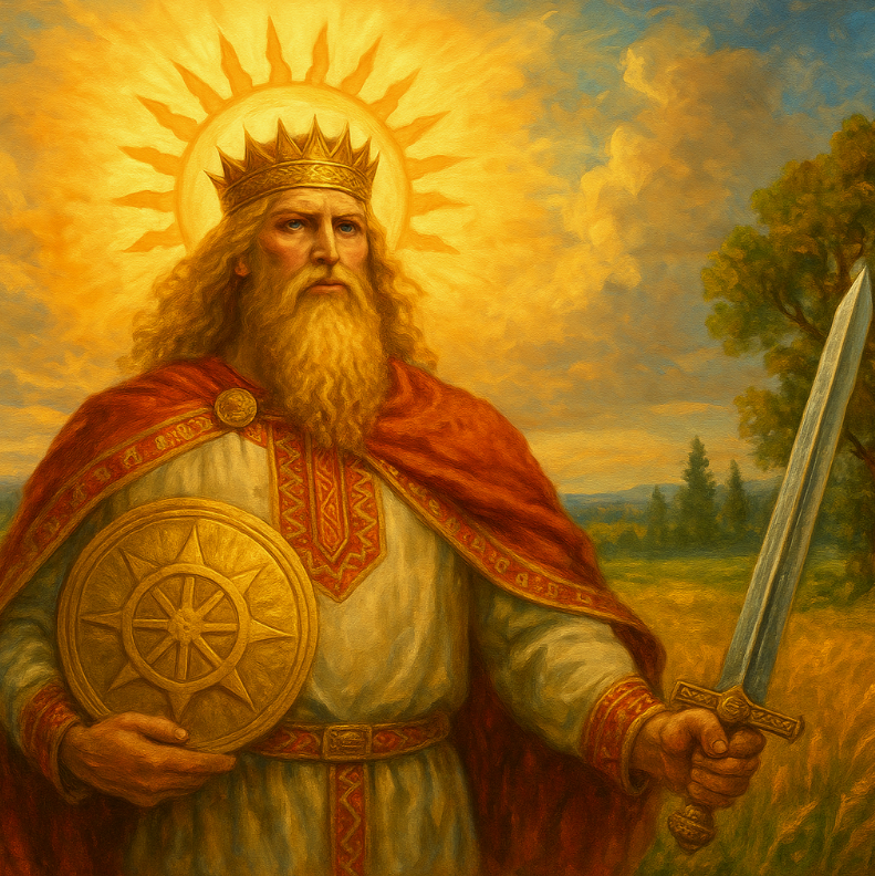 Щит в руке Даждьбога символизирует солнце. (интернет)