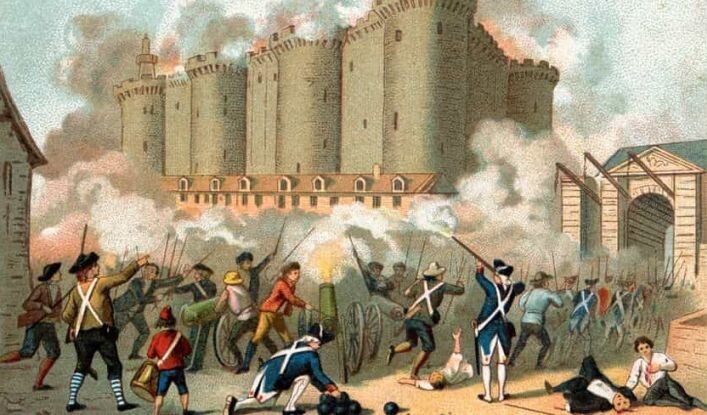 Взятие Бастилии 14 июля 1789 годв. Французский лубок