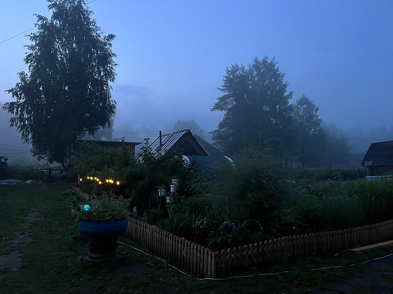 Фото с места событий. Наша Якша, мой огород, туман