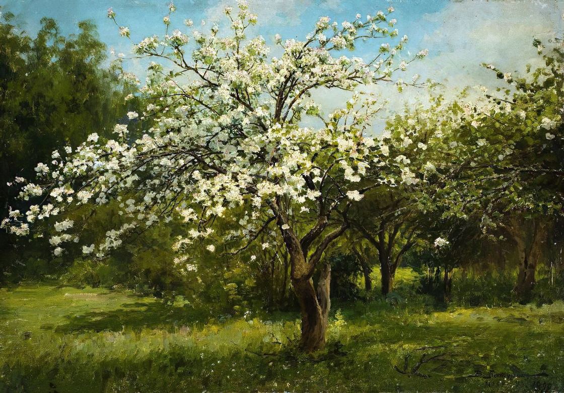 "Яблони в цвету (Цветущая яблоня)", В.П. Батурин, 1899. Самарский областной художественный музей.