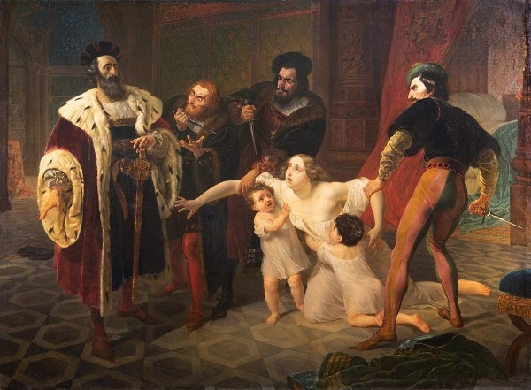 Карл Брюллов "Смерть Инессы де Кастро, морганатической жены португальского инфанта дона Педро" 1834 г. Михайловский дворец.