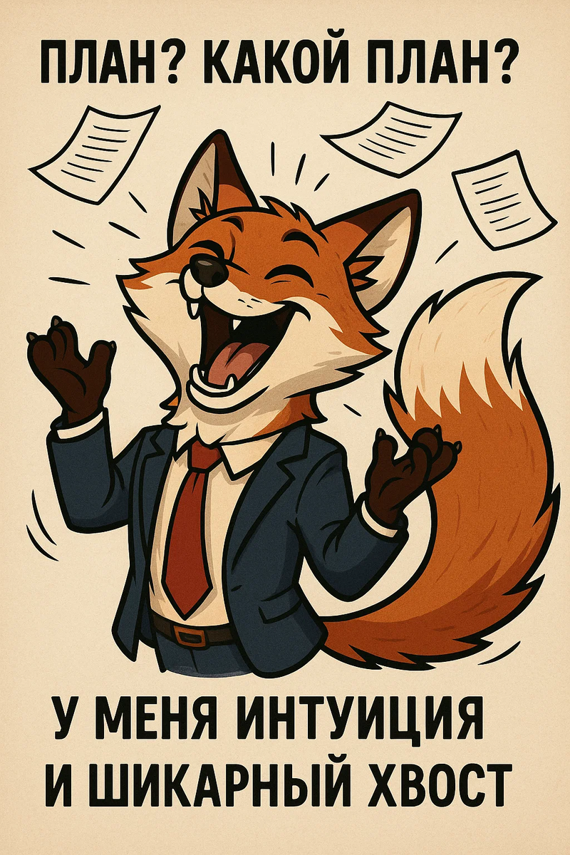 Открытка из серии «Весёлый лис» создана по моей задумке с помощью нейросети.