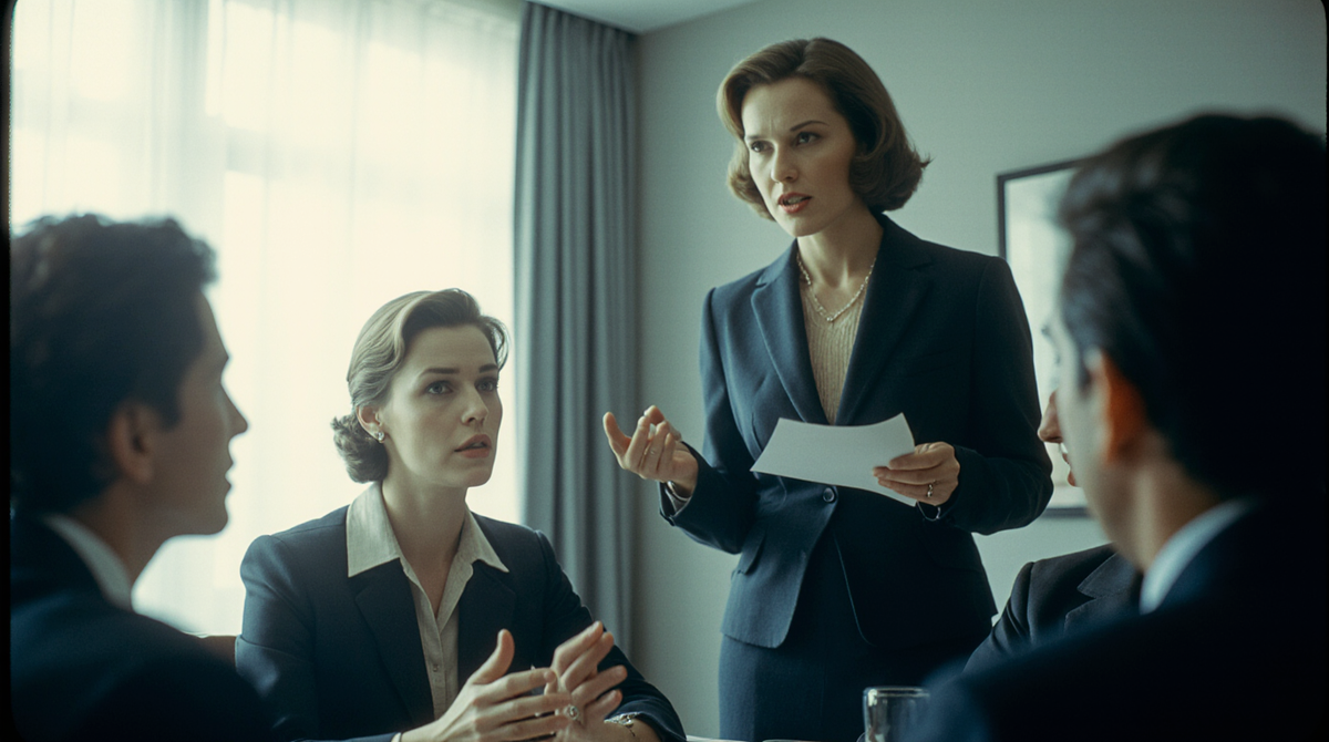 Совещание в офисе и руководитель женщина