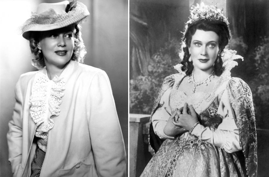 Любовь Орлова, 1950 год и кадр из фильма «Мусоргский». Любовь Орлова в роли певицы, примы Мариинки Юлии Платоновой, 1950 год