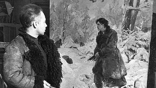 Владимир Серов в молодости за работой. 