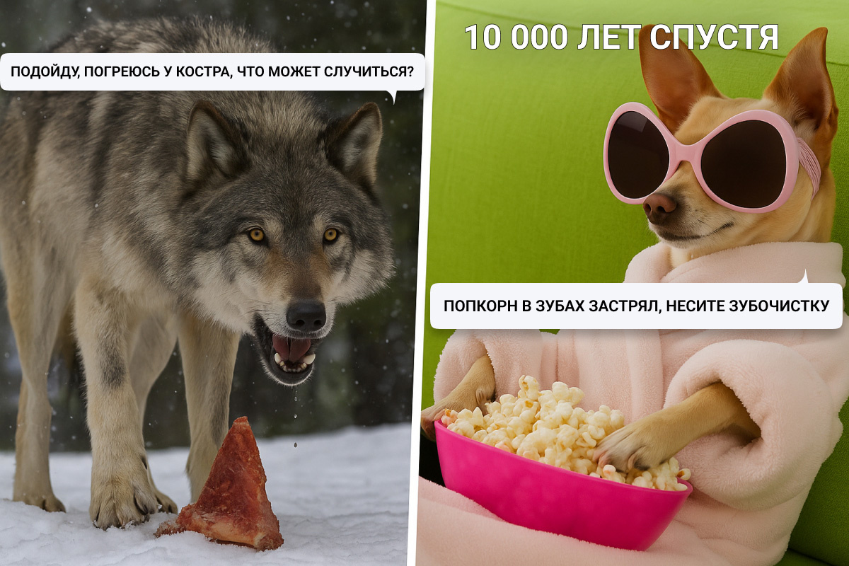 За тысячи лет возле человека пищеварительная система собак изменилась. Источник: нейросеть