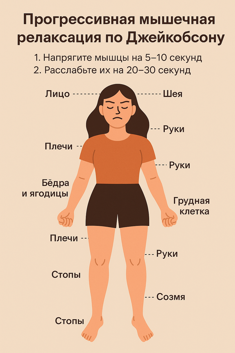 Прогрессивная мышечная релаксация по Джейкобсону. Пошаговая инструкция