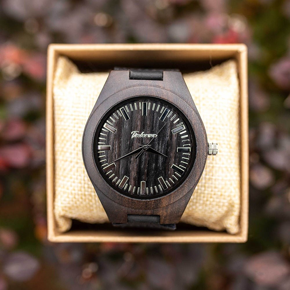 Деревянные наручные мужские часы ручной работы «Black Prince L»