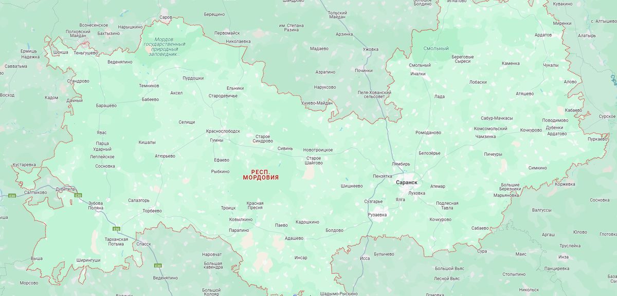 Современная карта Мордовии 