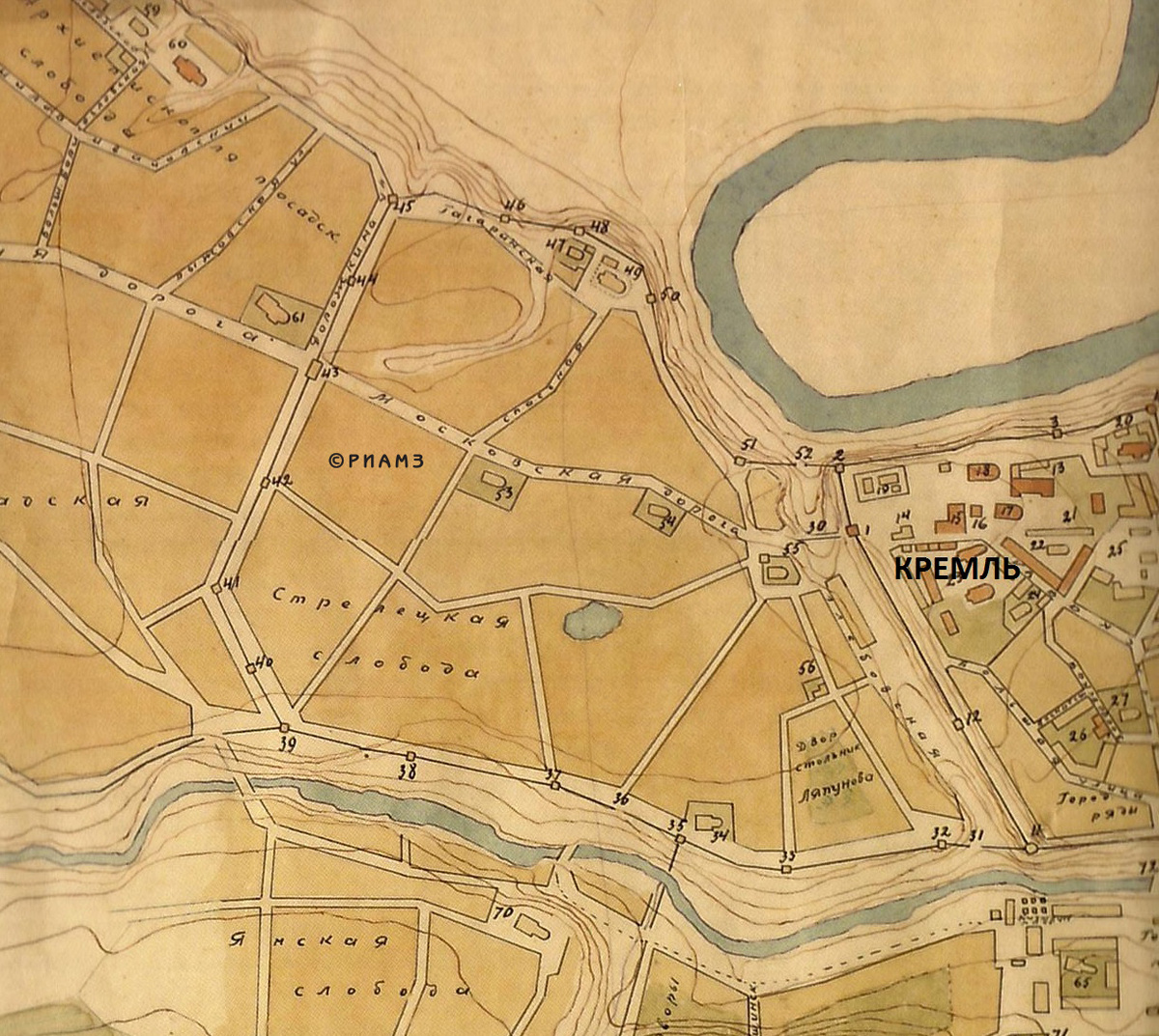 План-реконструкция нашего города в 17 веке. Коллекция РИАМЗ