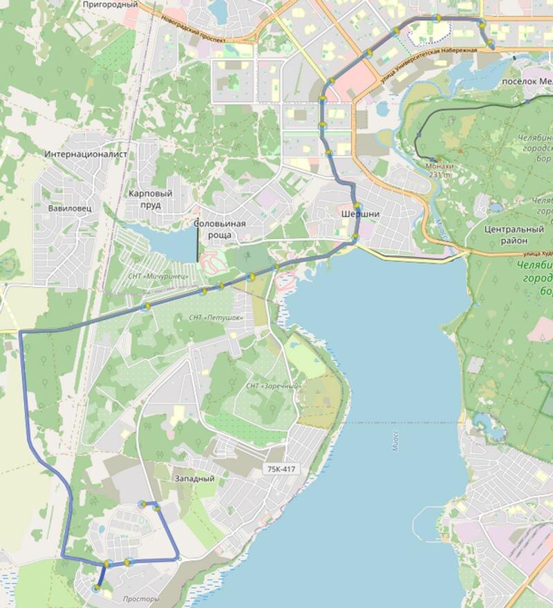    Схема движения автобуса №95