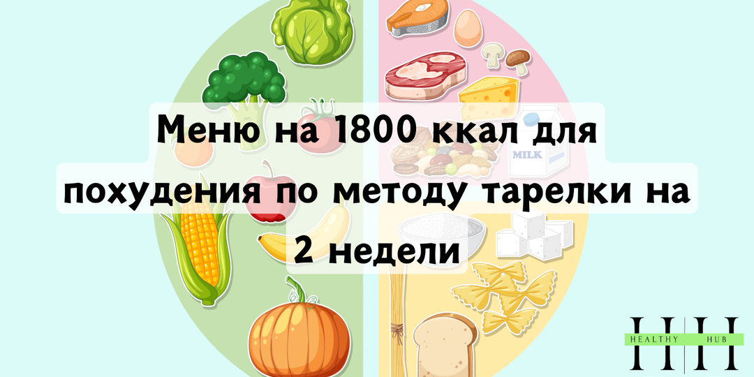 Меню на 1800 ккал для похудения по методу тарелки на 2 недели