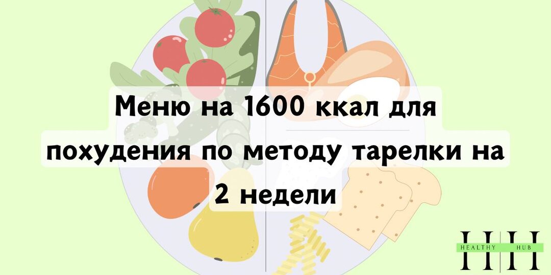 Меню на 1600 ккал для похудения по методу тарелки на 2 недели