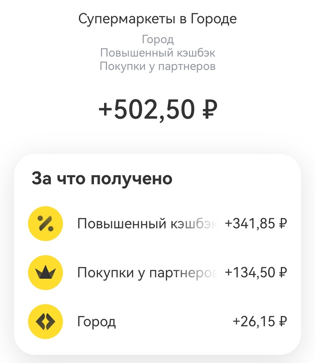 Кэшбэк за покупки в Городе