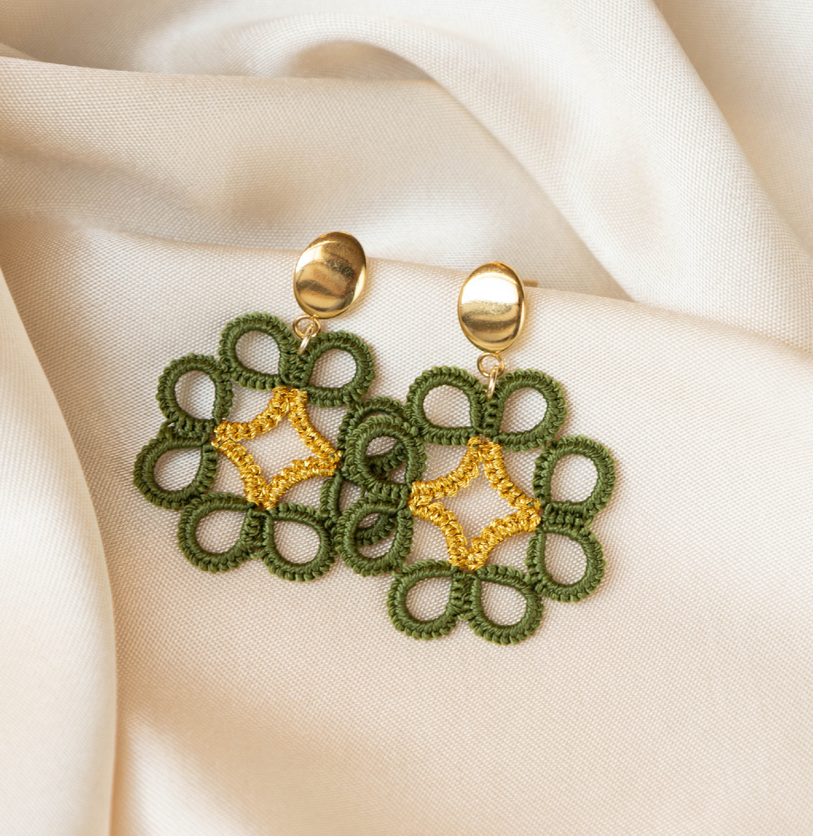 Серьги в технике фриволите. Автор: Анастасия Богданович