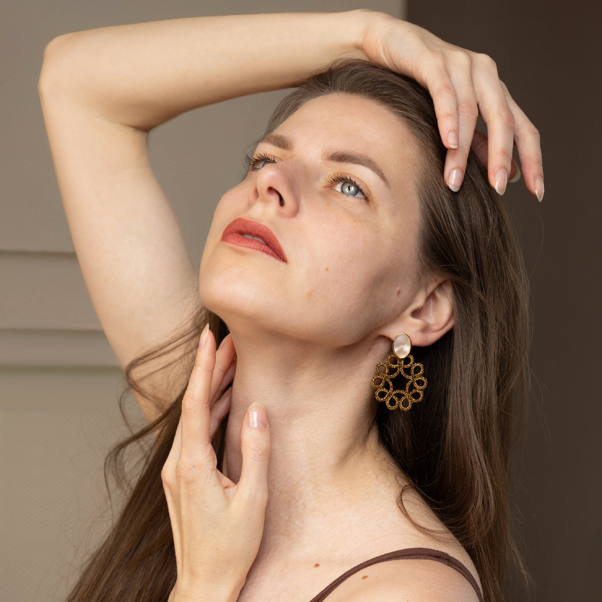 Серьги в технике фриволите. Автор: Анастасия Богданович