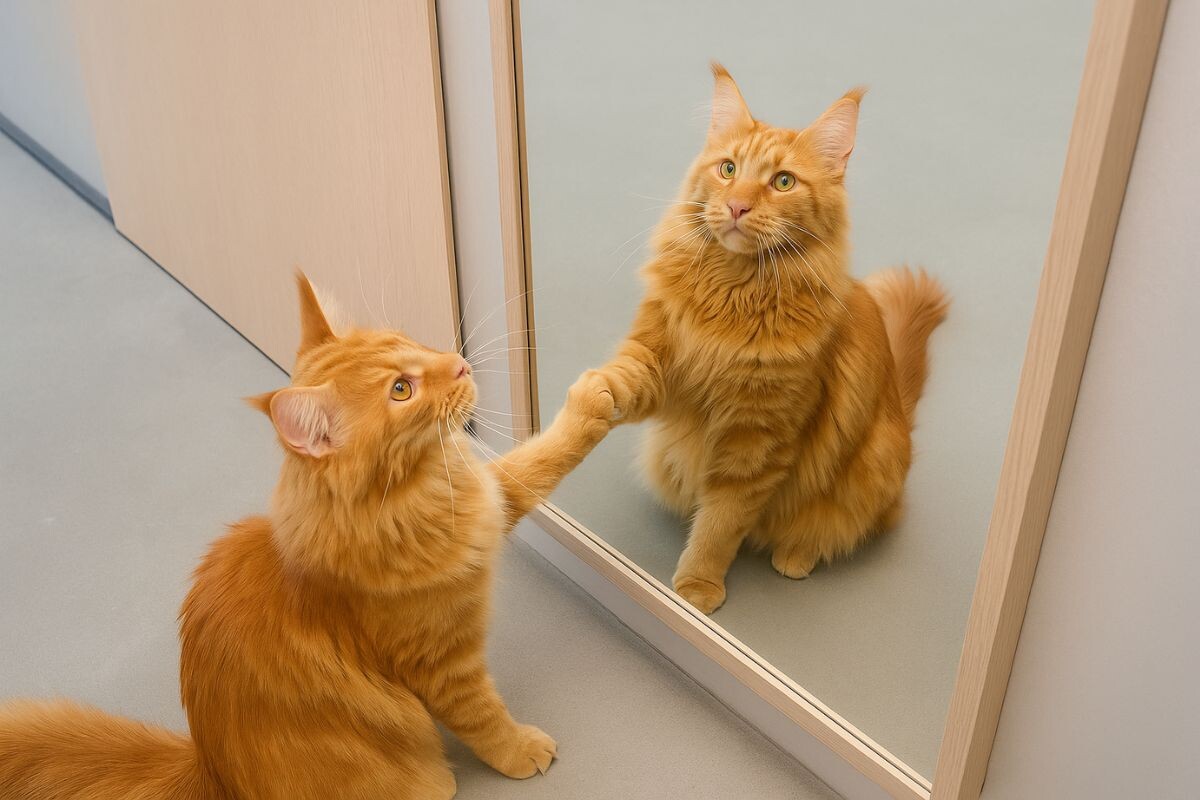 Почему кот царапает зеркало