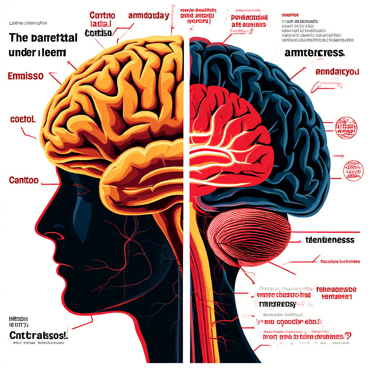 Стилизованное изображение мозга, амигдала.