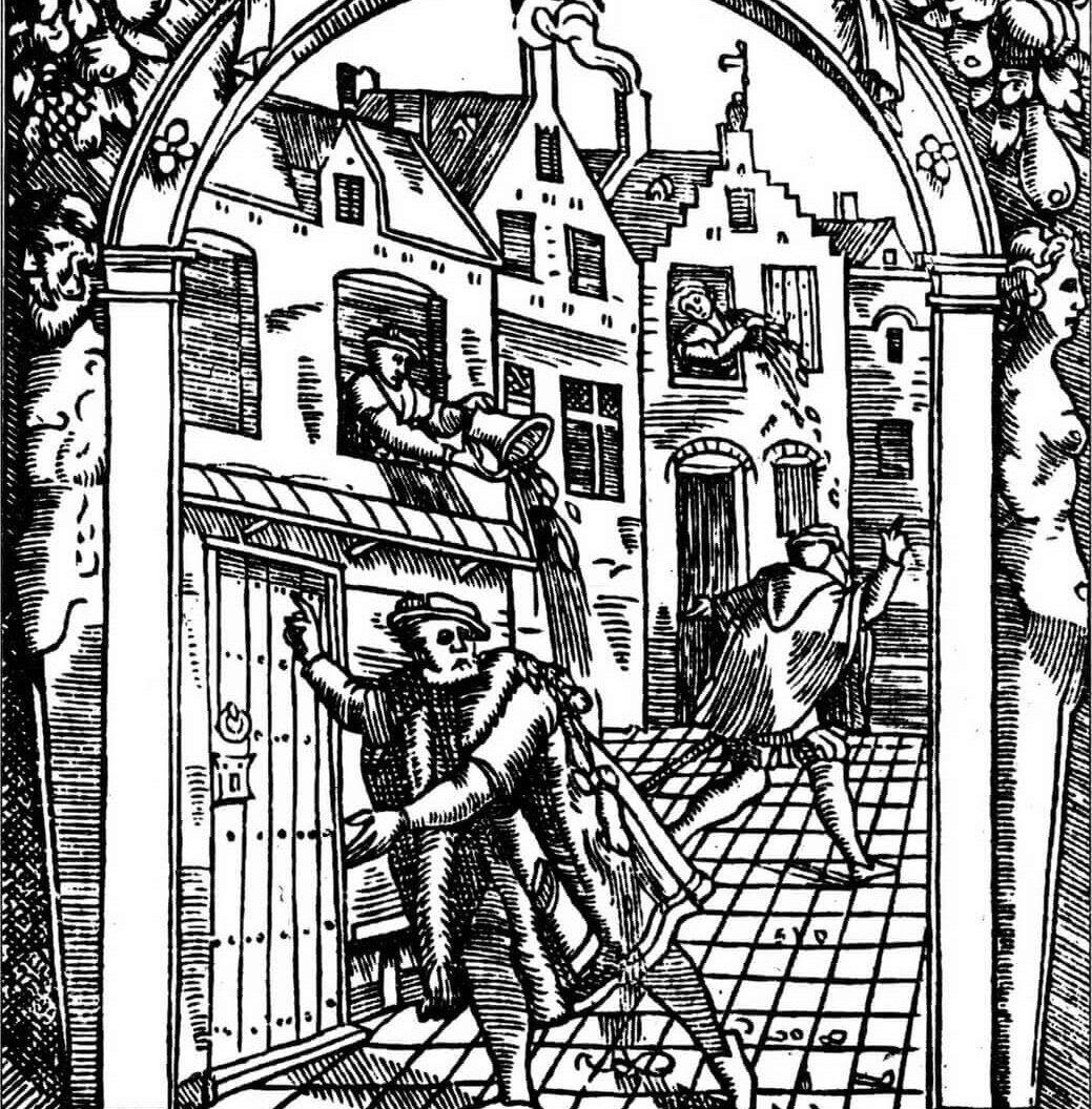 Гравюра Нового времени, изображающая нравы и обычаи горожан