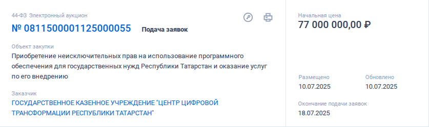   Информация по тендеру