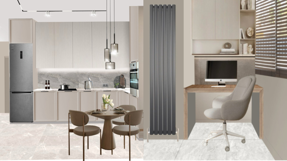  «Наша мечта о светлой кухне: светлые фасады, объединение с балконом и рабочее место