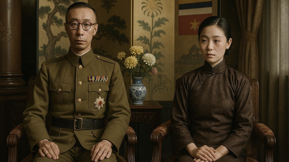 В иллюстративных целях. Император Пу И и Ли Юйцинь. Нарисовано нейросетью. 