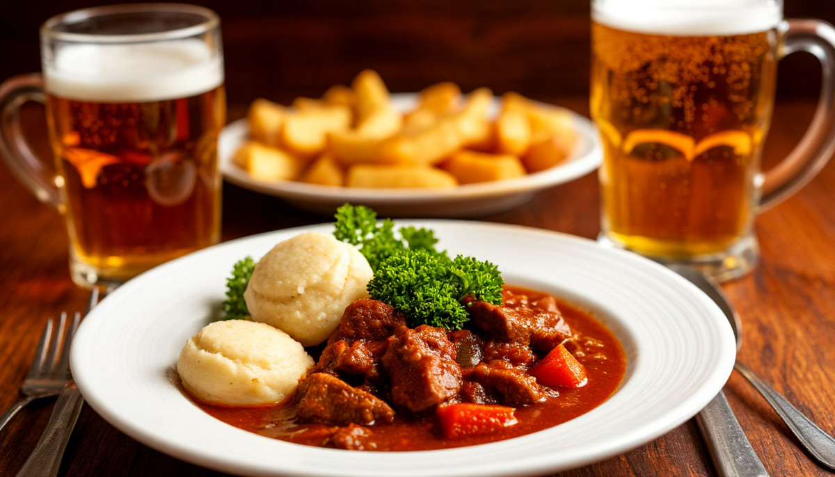 Гуляш с кнедликами и, конечно, пиво