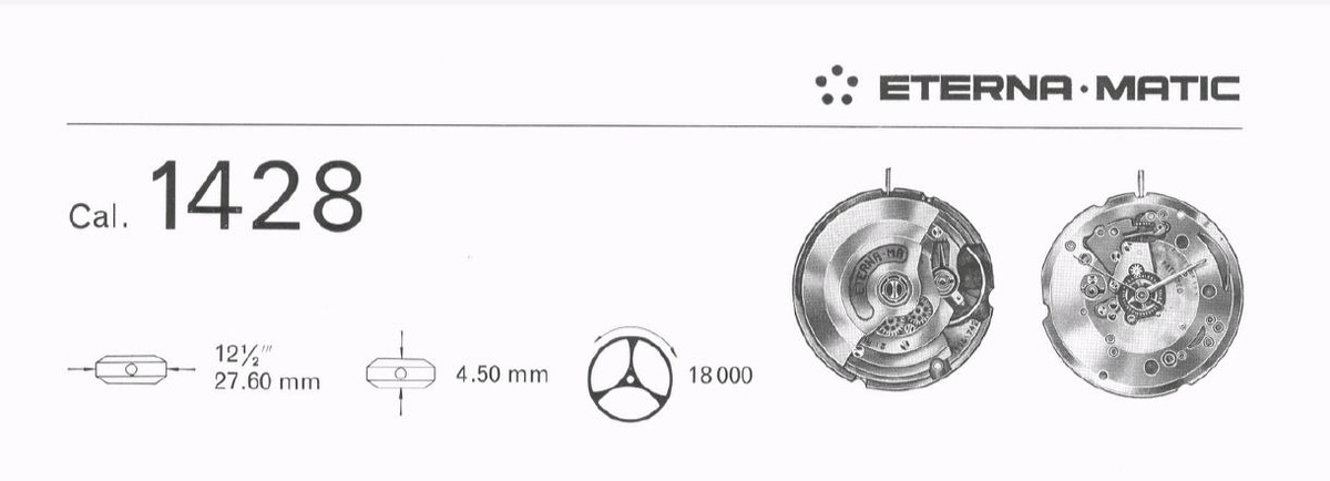 Eterna 1428 - прародитель самого известного часового механизма - ETA 2824-2