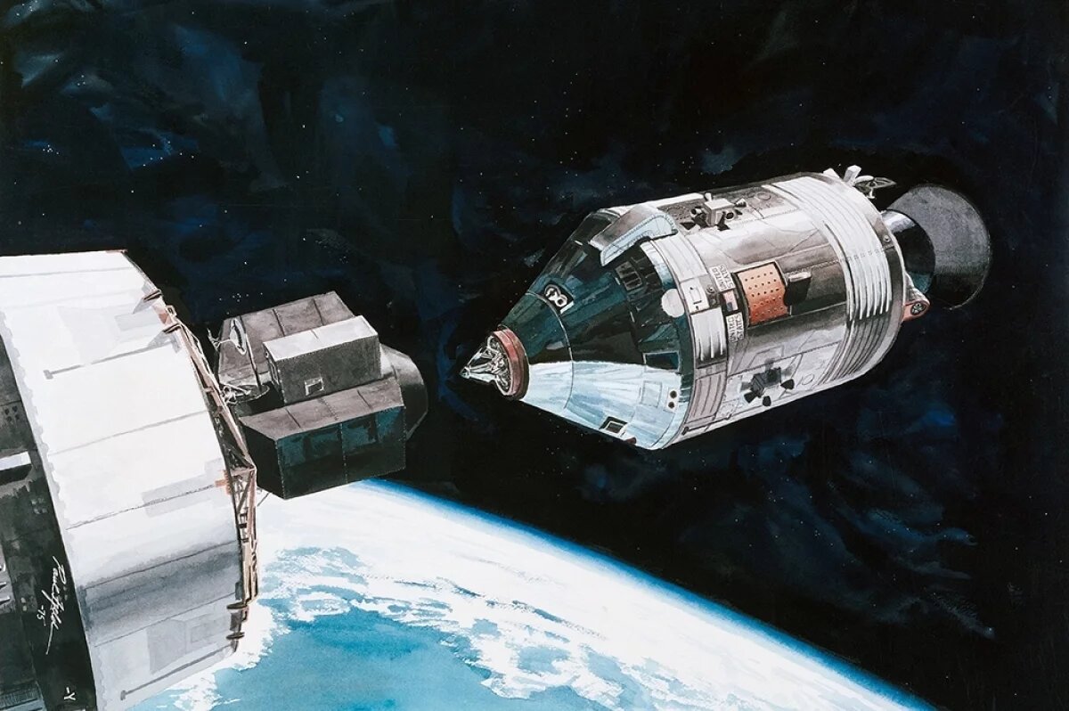    «Аполлон» после разворота стыкуется с переходным отсеком.